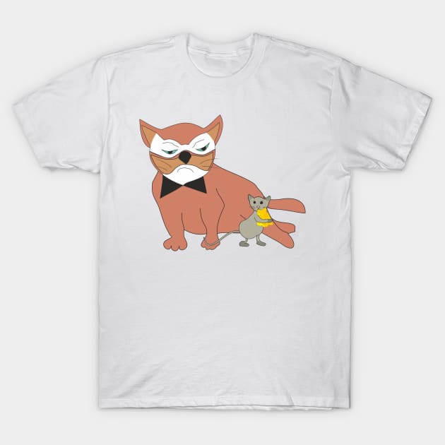 Serious cat and mouse T-Shirt by Alekvik